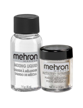 Mehron Metallic Powder - Silver with Mixing Liquid