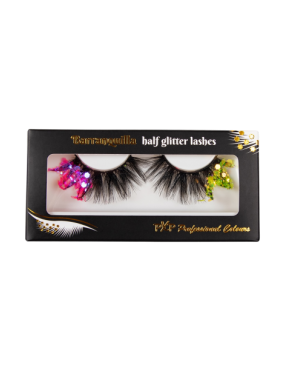 PXP tweekleurige fluoriserende glitter wimpers Barranquilla stijl groen en hotpink