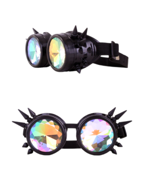 PartyXplosion Steampunk Goggles zwart met spikes