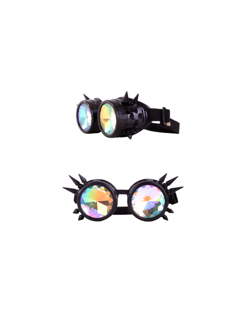 PartyXplosion Steampunk Goggles zwart met spikes