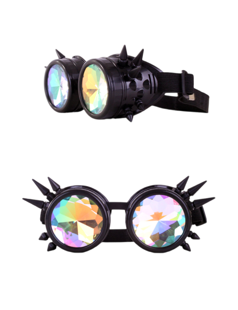 PartyXplosion Steampunk Goggles zwart met spikes