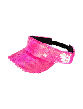 Zonneklep met pailletten pink