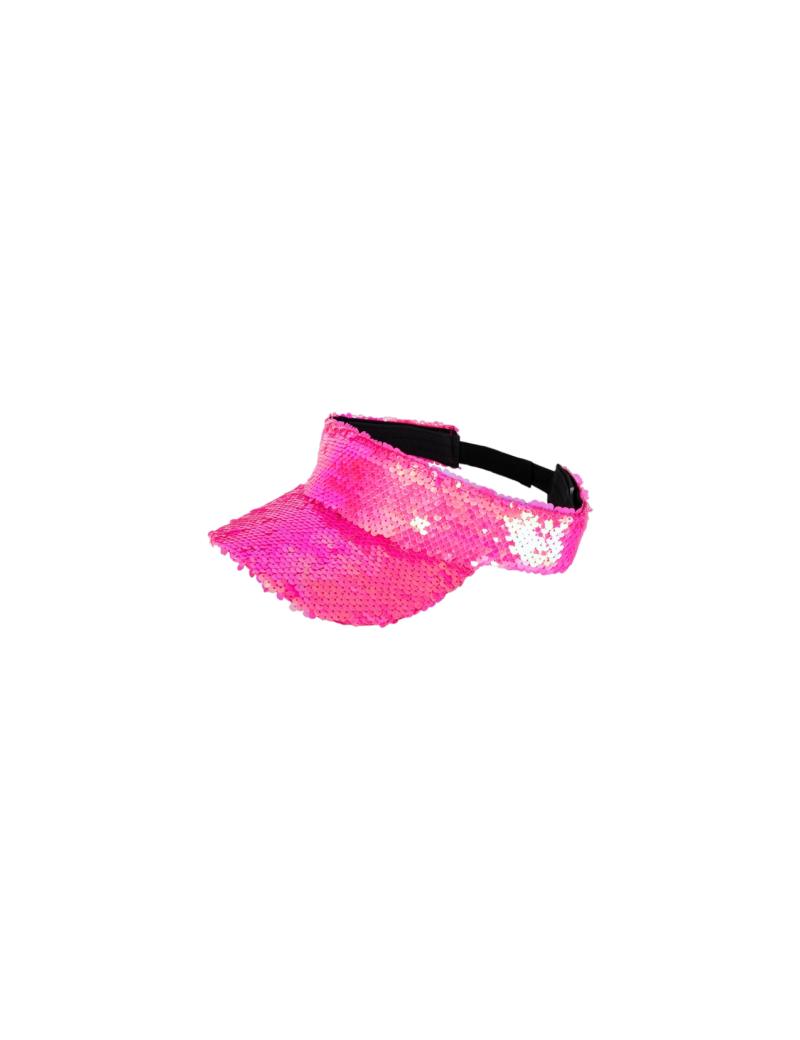 Zonneklep met pailletten pink