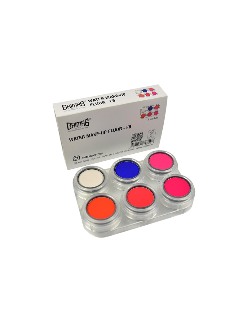 Grimas Water Fluor Palette 6 x 2.5ml
