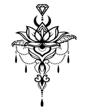 Quick Tattoo Glittersjabloon Bloemen en Parels