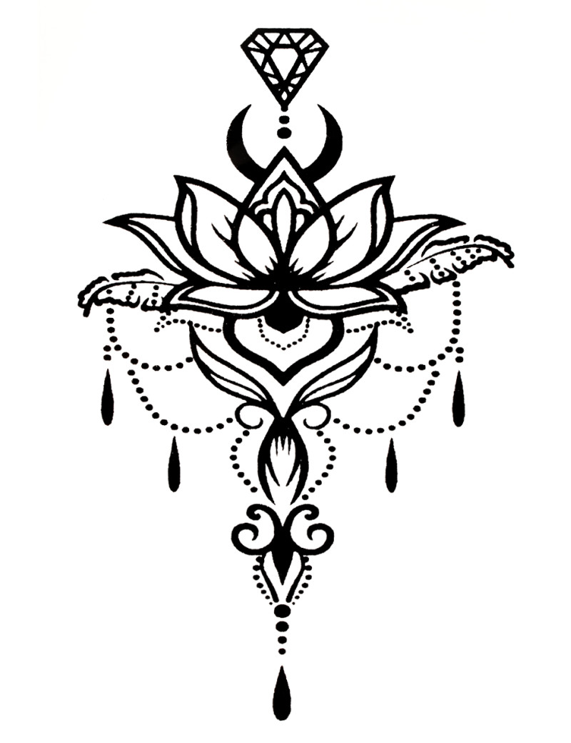 Quick Tattoo Glittersjabloon Bloemen en Parels