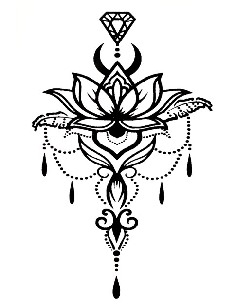 Quick Tattoo Glittersjabloon Bloemen en Parels