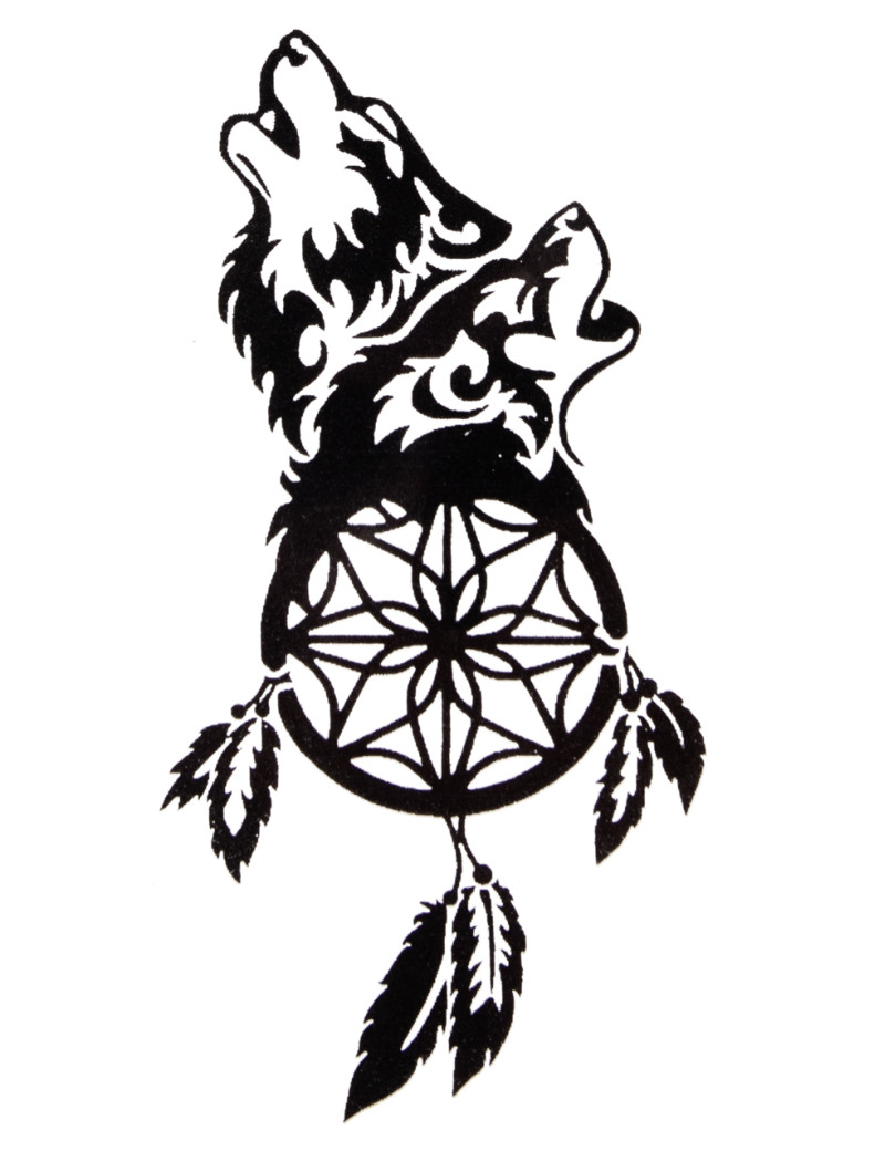 Quick Tattoo Glittersjabloon Huilende Wolven
