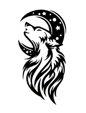 Quick Tattoo Glittersjabloon Wolf en Maan