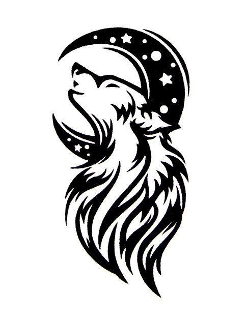 Quick Tattoo Glittersjabloon Wolf en Maan