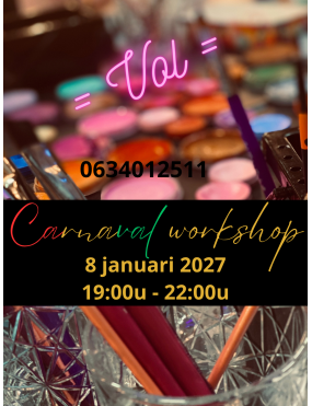 Carnavals workshop 8 januari 2027 19:00u