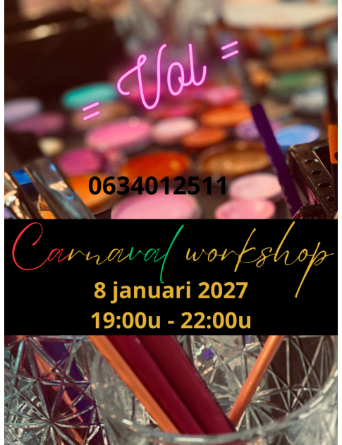 Carnavals workshop 8 januari 2027 19:00u